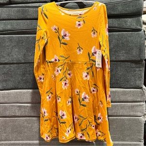 NWT Jumping Beans All Day Play Dress 6X Long Sleeve Floral Yellow